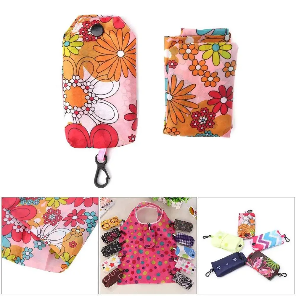 Large Capacity Cheap Reusable Foldable Shopping Tote Bag Pouch Eeo- Friendly Fold Up Shopping Bag With Clip