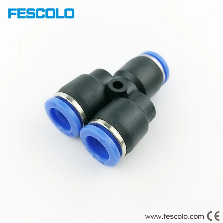 Pneumatic one touch union plastic Y branch pipe fitting hose connector