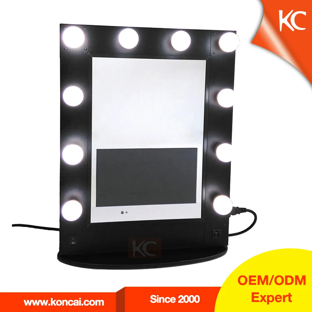 
New style hollywood vanity mirror with lights, girls makeup artist stylist professional makeup mirror with video screen 