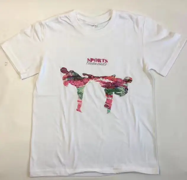 Образец, бесплатная доставка, футболка из 100% хлопка для тхэквондо