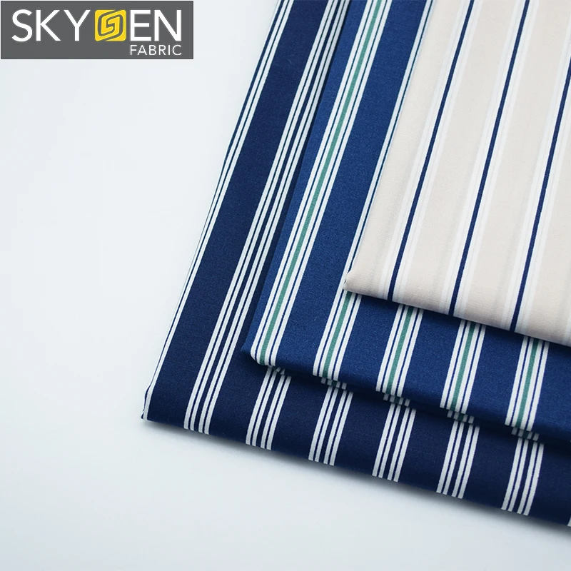 Skygen soft plain weave cotton stripes white black striped custom printed cotton fabric
