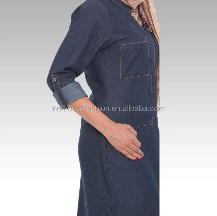 
front neck design denim maxi dress muslim patterns 