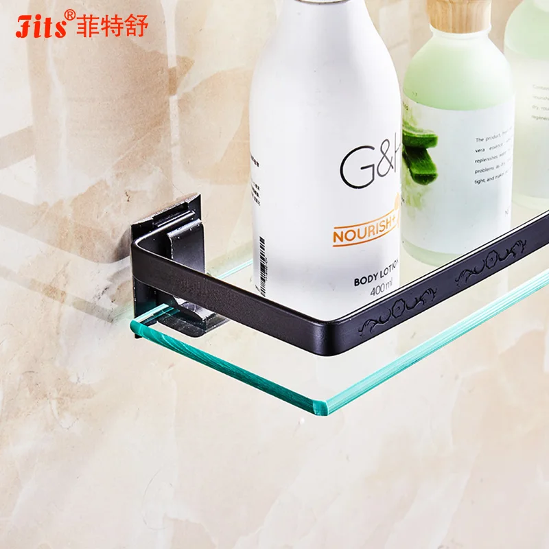 Aluminum Wall-mounted Glass Bathroom Shelf