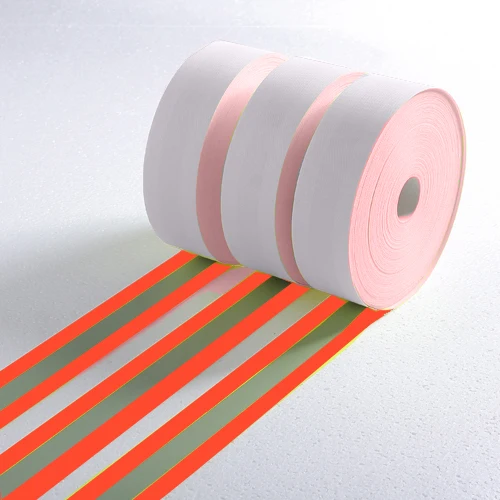 Fluorescent Red-Orange Reflective Ribbon, Neon Reflective Stripe for Occupational Clothing