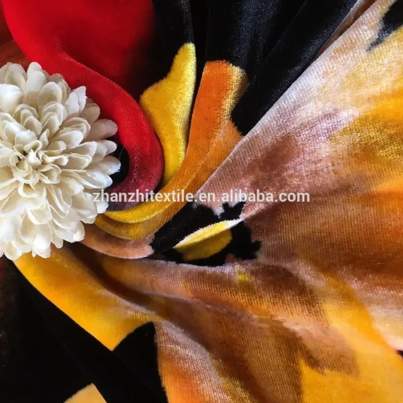 
hot silk velvet wholesale digital printing silk fabric for dress clothes 