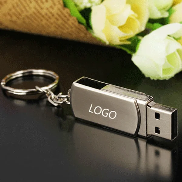 
Rotatable Metal Key Chain USB Stick USB 2.0 Customized LOGO USB Flash Drive 
