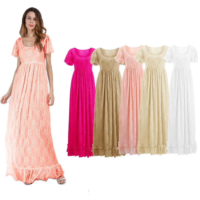 
Chic wedding pregnant clothes ruffle lace sleeve photograph maternity dresses 