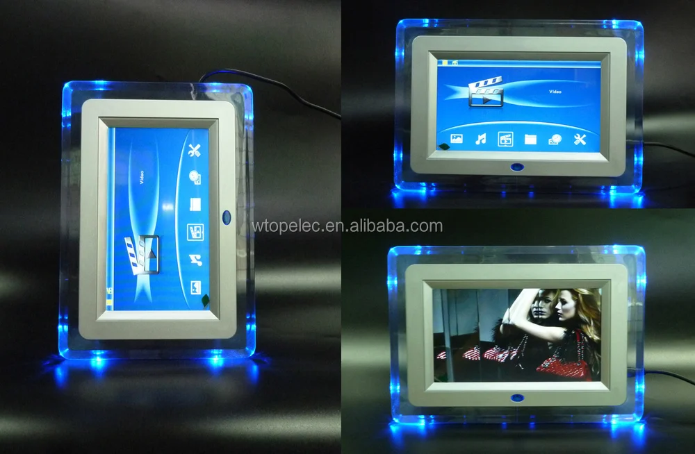 small size high resolution 7 inch LED digital photo frame digital wedding album