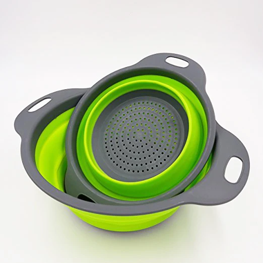 Food Grade Silicone Collapsable Bowls Kitchen Silicone Strainer Collapsible Colander