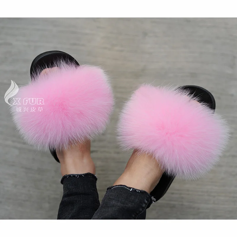 CX-A-70E Wholesale High Quality WOmen Fur Slippers Fox Fur Slides
