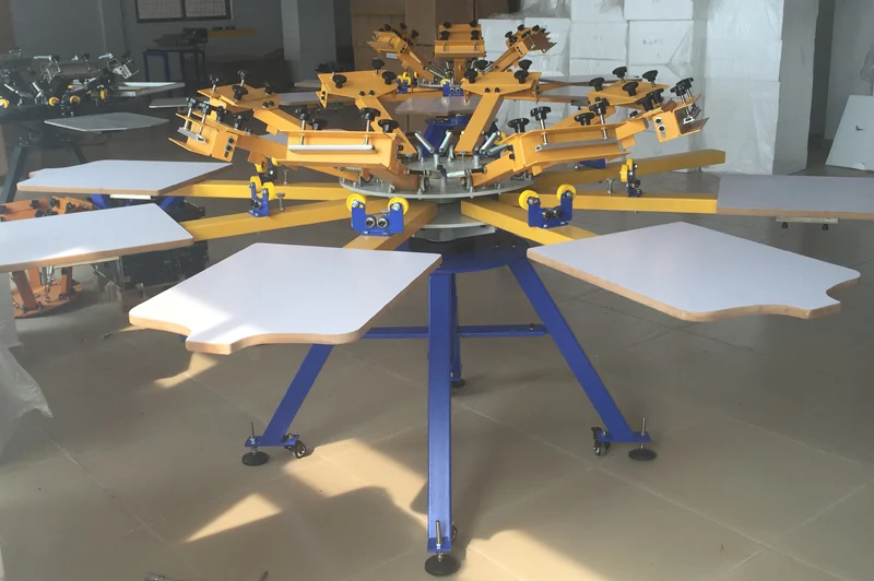 manual carousel 8 color 8 station silk screen printing machine for t-shirts