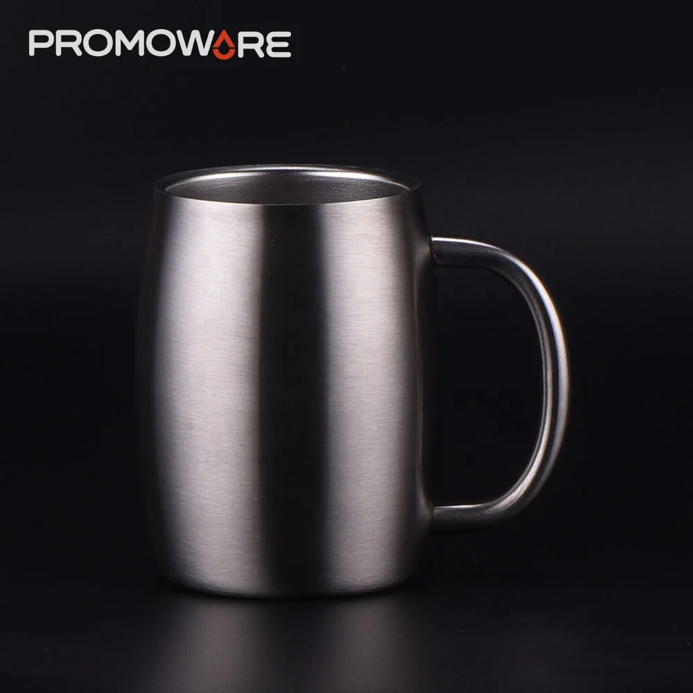BO Cheap Custom Print Insulated Beer Mug Wholesale Double Wall Stainless Steel Barrel Coffee Beer Mug with Lid and Handle