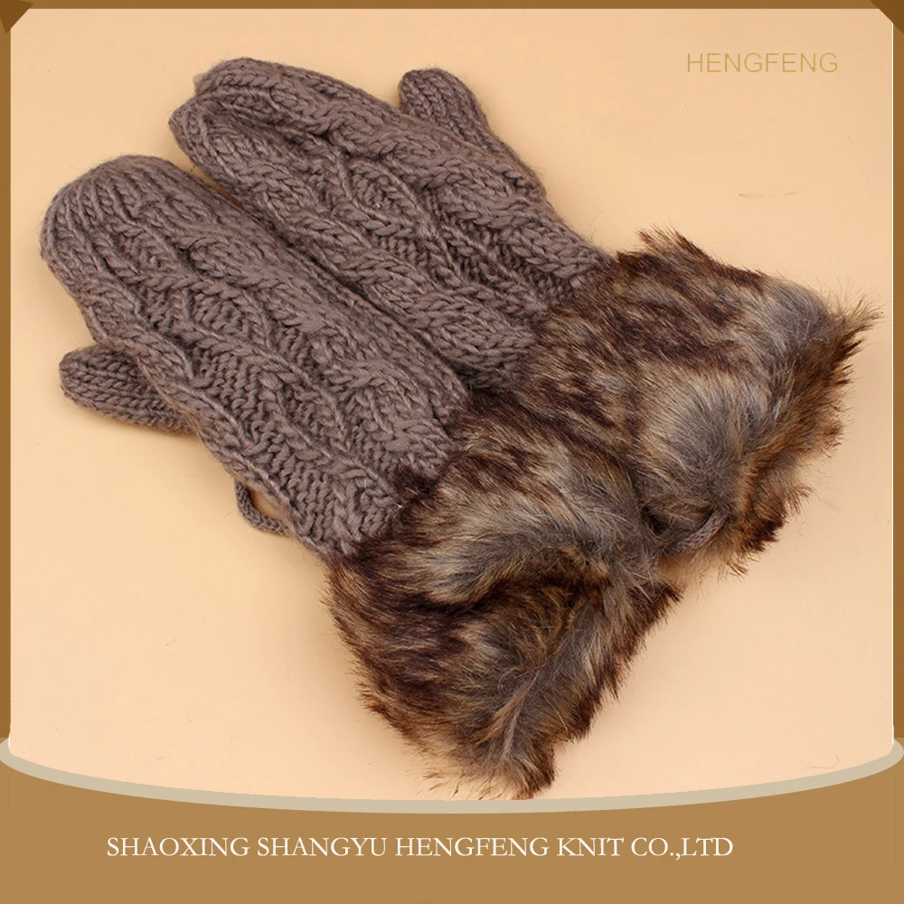 Wholesale fashion ladies women winter thick acrylic knit Hang Neck Wrist Knit Gloves, soft Weaving Knitted Mittens