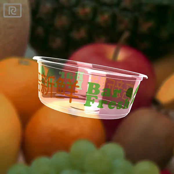 R-PLA 8oz 12oz 17oz 20oz 24 oz clear food salad fruit disposable glass container plastic bowls with lids