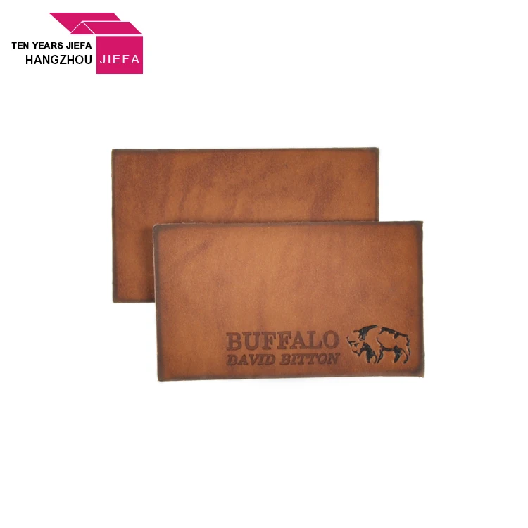 Custom Printed Embossed PU Leather Labels with Logo for Garment