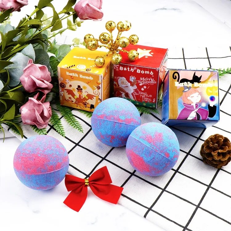 Funny Cheap Christmas Halloween Thanksgiving Gift Set Colorful Bubble Vegan Natural Organic Kids Fizzy Shower Bombs