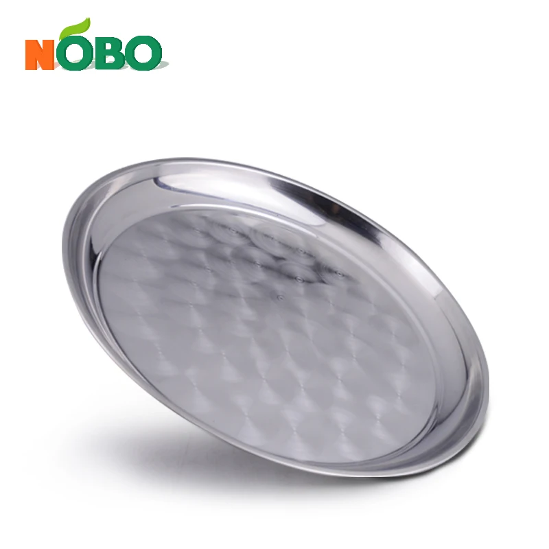stainless steel round serving tray cheap plate chinese dinner plate for food