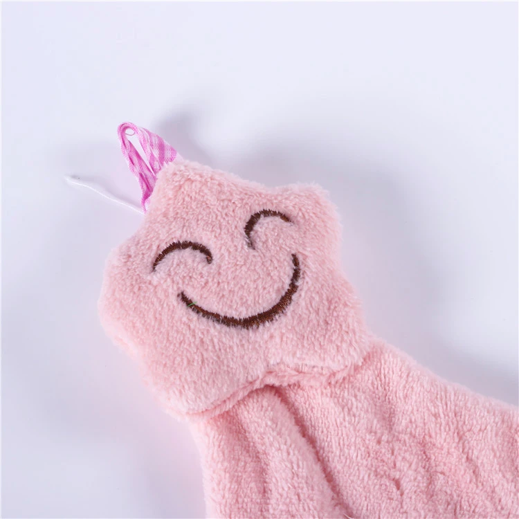 
Hot sale Baby Hand Towel Cartoon Rabbit Plush Soft Lovely Hanging Wipe Towel for Kitchen Bathroom 