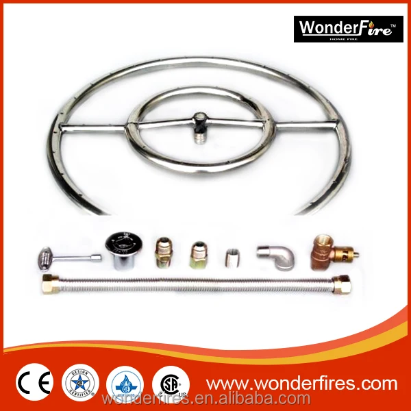 Stainless steel outdoor asia fire pit pan, propane burner and gas kit