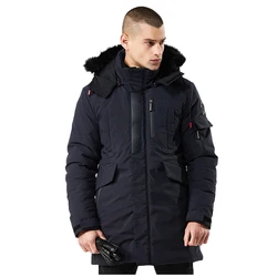 MOQ 1 Wholesale Windbreaker Long Fashion Fur Hooded Men Winter Parka