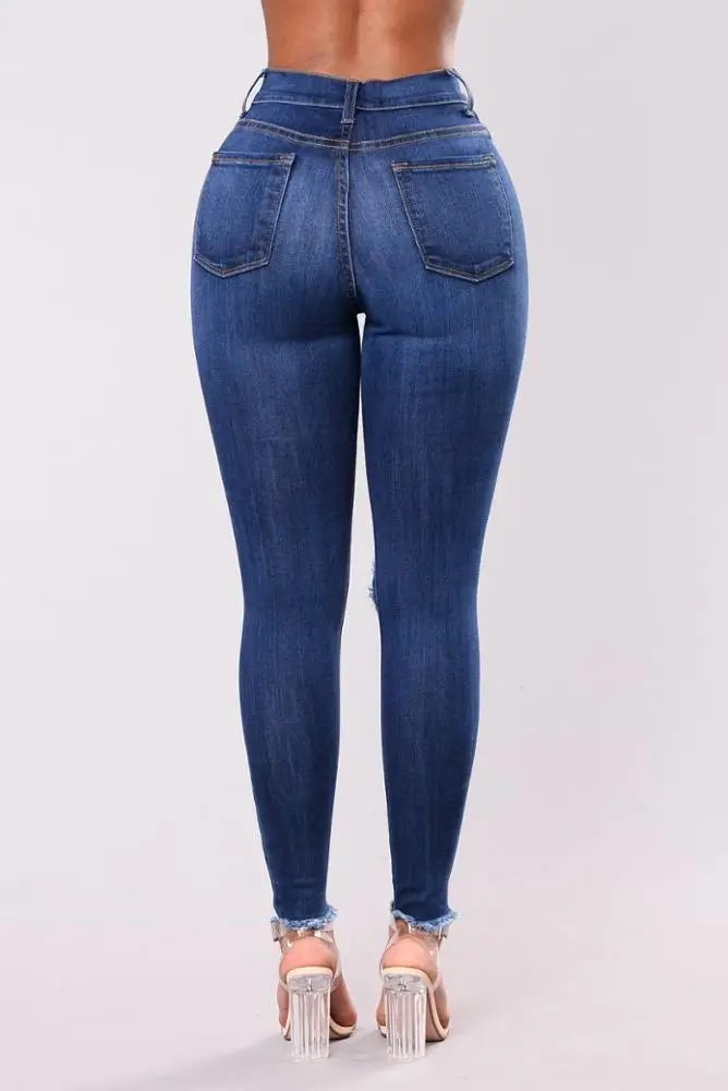 
F50418A Top design women latest ripped pencil denim jeans 2019 for ladies 