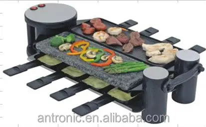 600W hot selling Electric Raclette Grill for 8-person with glass/stone/diecast plate with GS/CE/ROH/LFGB ATC-RG058