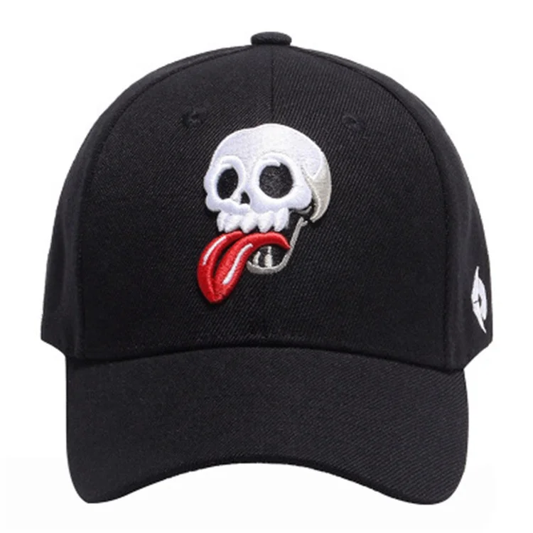 
Factory Wholesale Custom Embroidery Bend Down Baseball Hat With Skull Pattern 