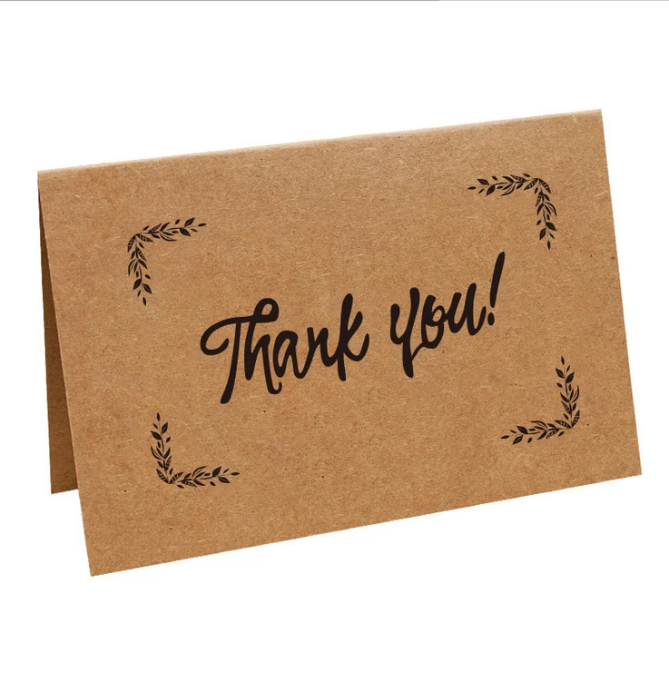 100 Custom mini luxury Thank You kraft paper greeting for your purchase Cards Set printing With Blank Inside for Writing
