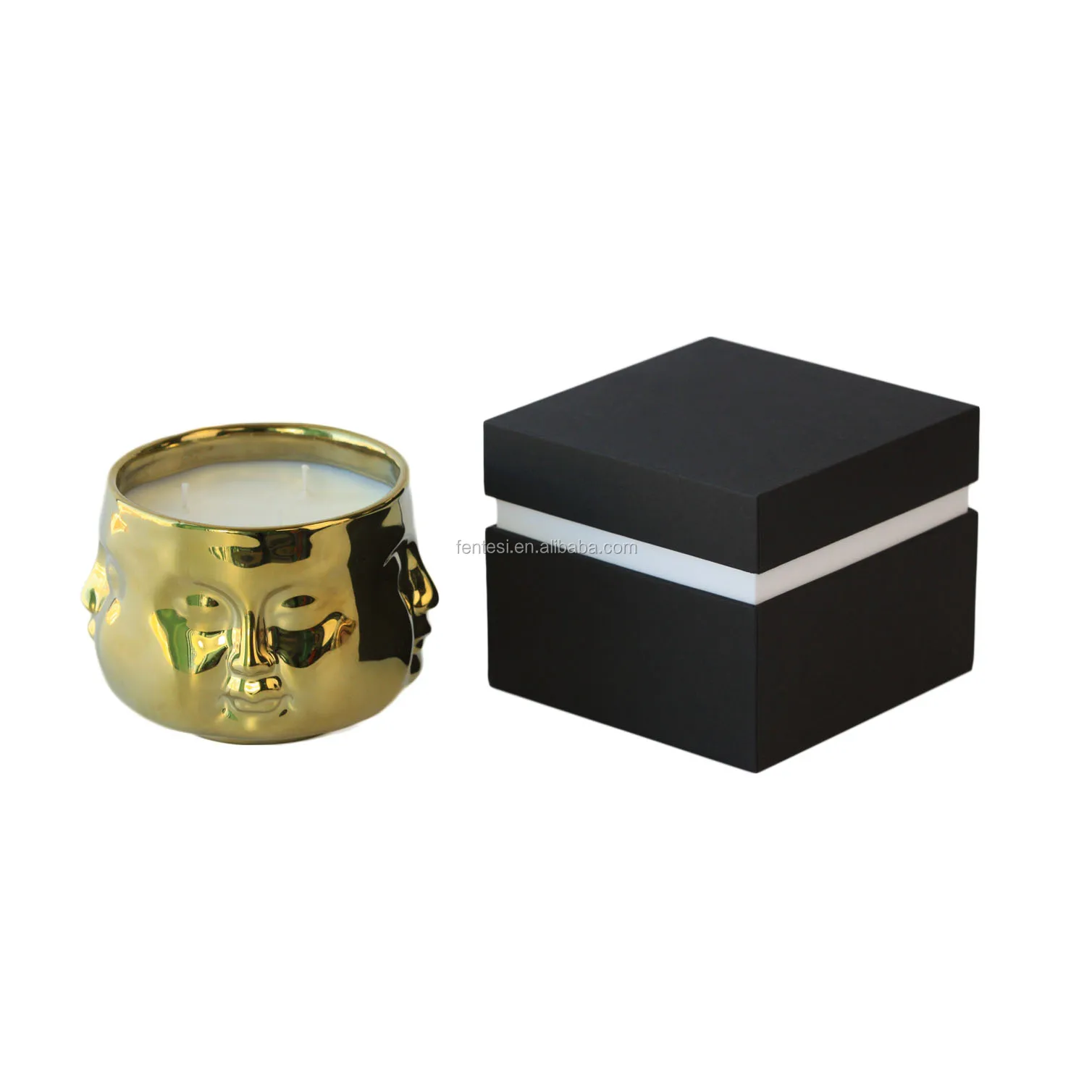  Factory supply luxury scented soy candles aroma ceramic jars holders vessels