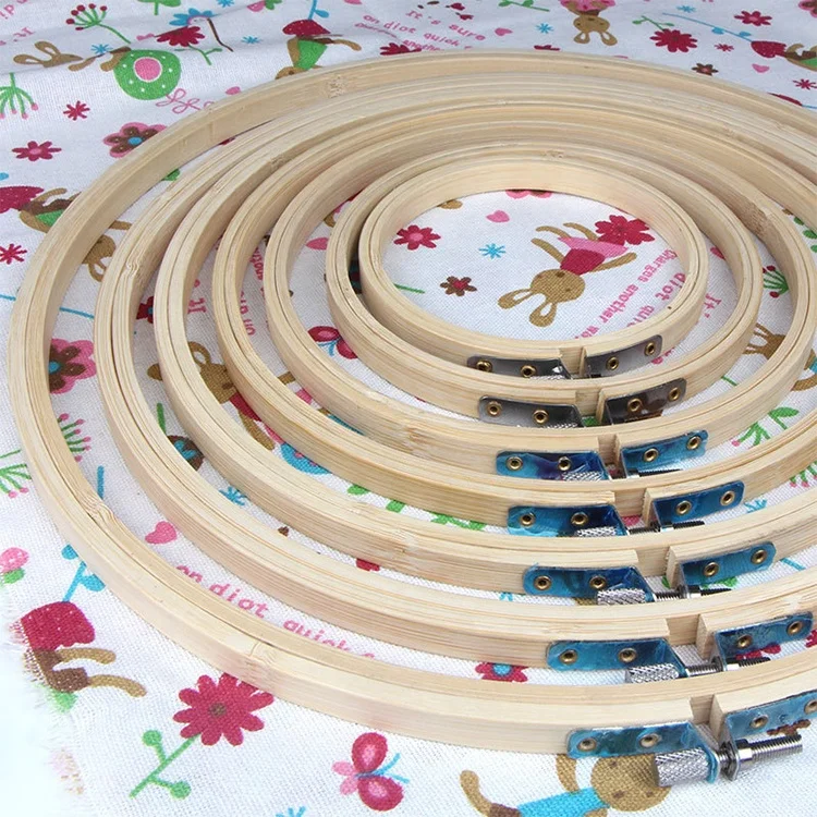 
Eco Friendly Round Natural Bamboo Wooden Cross Stitch Embroidery Hoop 