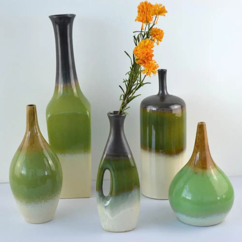 Reactive glazed vase for home decor