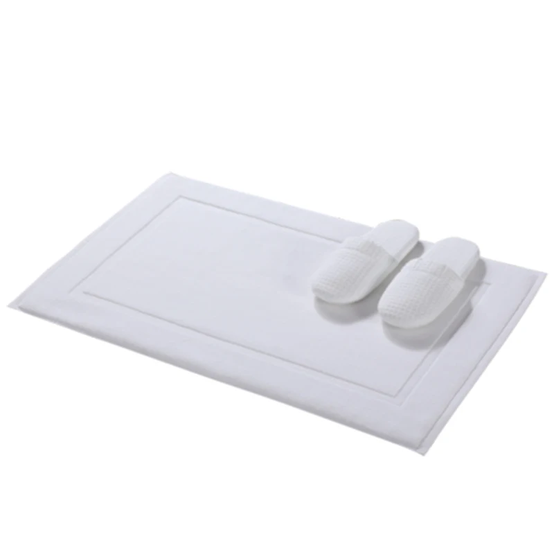 Custom bathroom mat 100% cotton jacquard logo white bath mat fot hotel