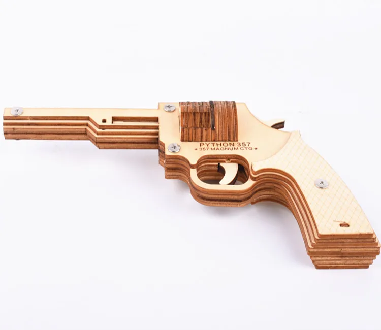 Hot selling educational toys wooden  Educational Puzzle Game Cheap 3D Wooden Puzzle rubber gun