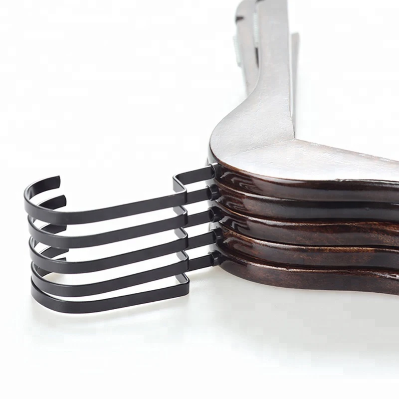 Product Glassy Dark Vintage Wooden Coat Hangers with Non-Slip Rubber Grips