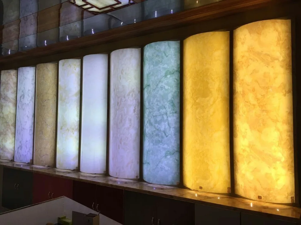 
3.0mm Decorative Ceiling Sheet Light Translucent Jade Marble Designs Alabaster 