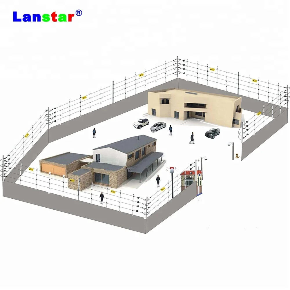 Perimeter Security Electric Fence Energizer Monitored High Voltage Security Electric Fence System with Touch Alarm Function
