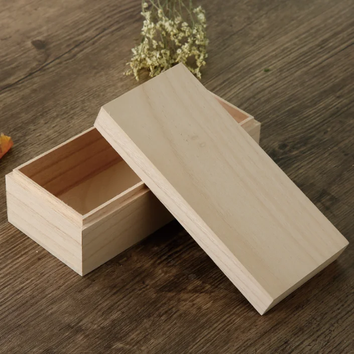 
plain Square Wooden Box with Lift-off Removable Lid 
