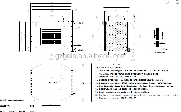 Flue Gas Heat Recovery Spiral Exchanger with Air to Air