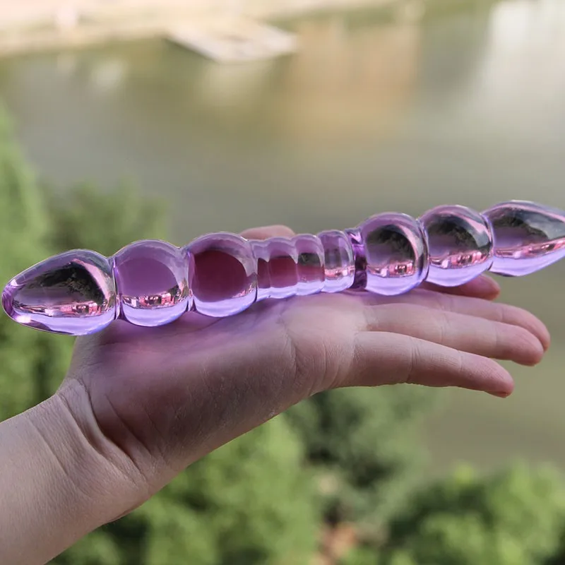 
Women Masturbation Sex Toy Purple Large Pyrex Glass Dildo 