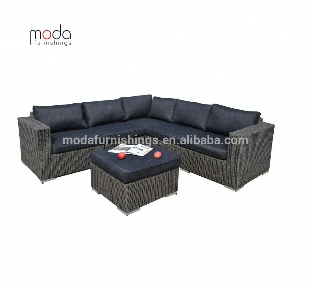 Garden Outdoor Patio Furniture Wicker L Shaped Rattan Sofa Sets