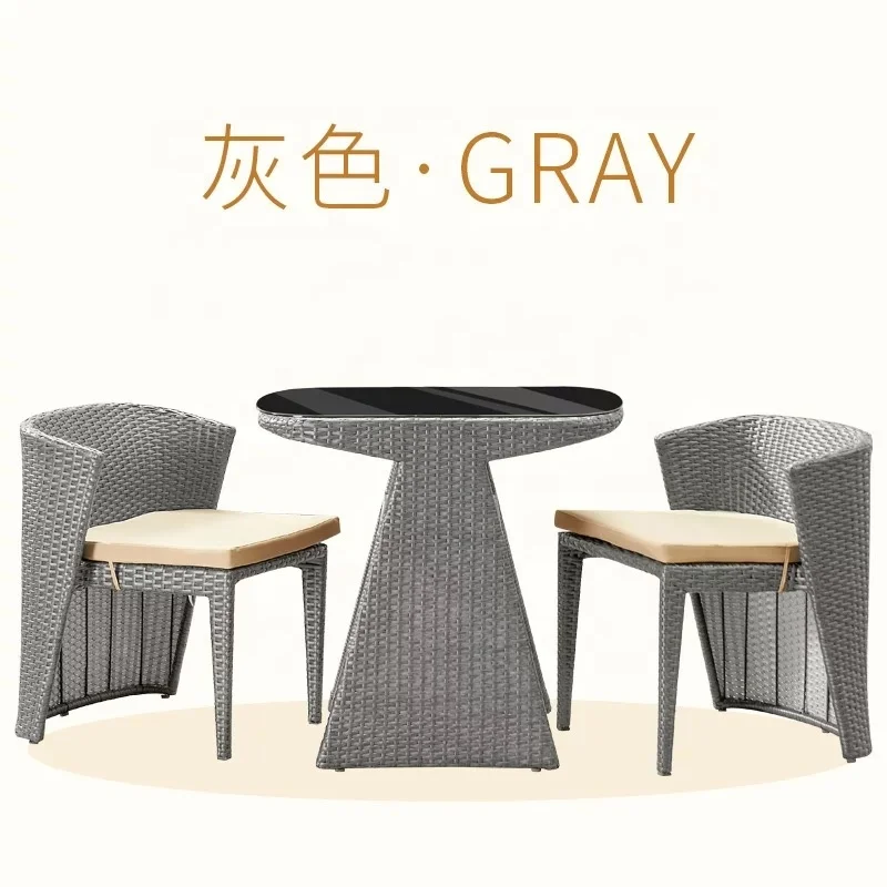 Garden Furniture Rattan 1 Table and 2 chairs Z320 good quality storage table