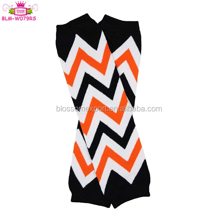 Wholesale Halloween Costume Holiday Leg Warmers Knitted Pattern Orange Black Chevron / Stripes / Dots Halloween Baby Leg Warmers