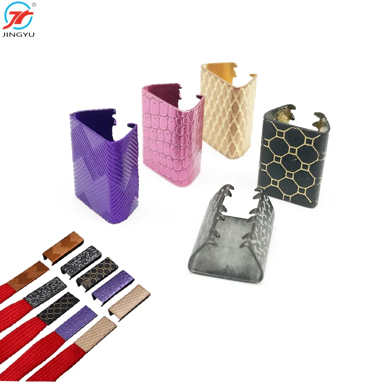 Custom Garment Accessories Fashion Metal Aglet Hoodie Flat Cord Ends Caps Stopper For Swimwear