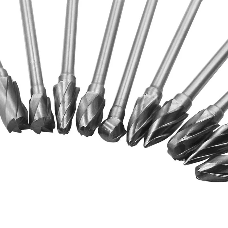 10pcs Tungsten Carbide Rotary Burr SET 3mm Shank Fit Dremel Tools For Dreme Accessories Rotary Files DIY Woodworking Carving