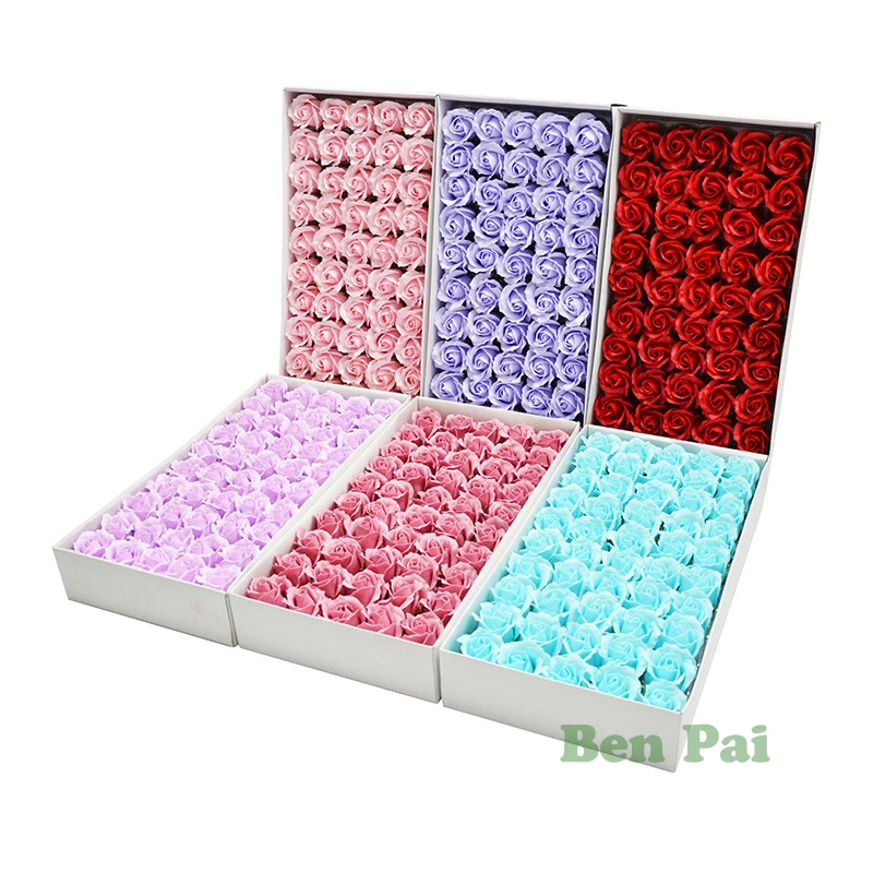 Artificial Flower 5-6cm Red Single PE Soap Rose Flower Head with Gift Box