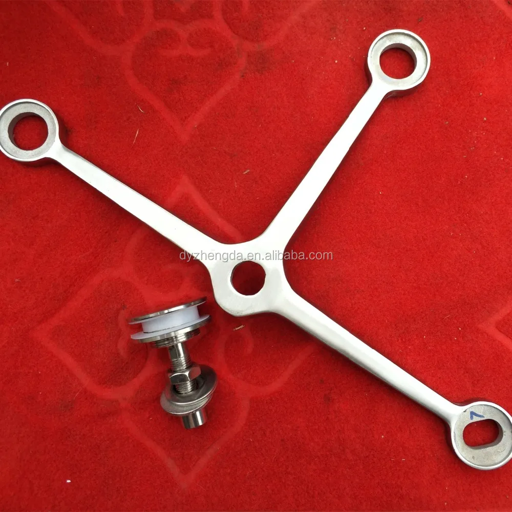 
Glass fin spider fitting for point-fixed glass curtain walls 