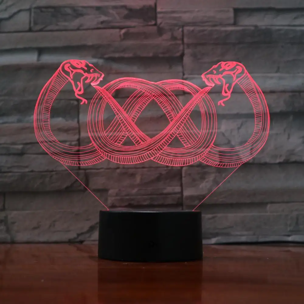 Snake shape decorative bedside lamp 3d visual home dressing night light