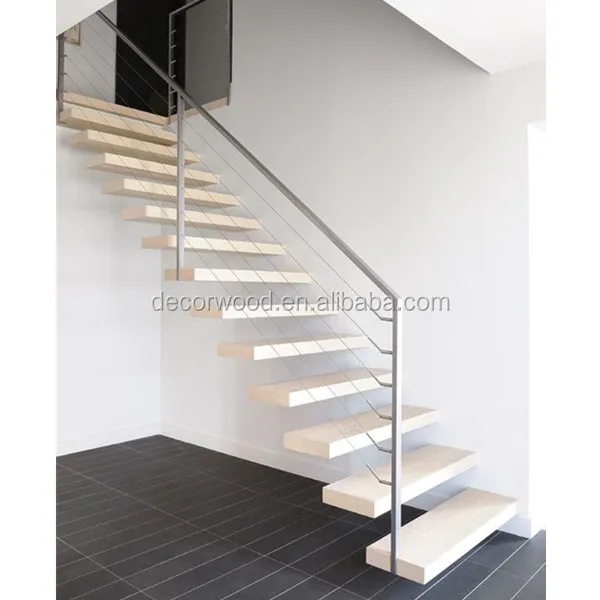 Modern Design Solid Wood Maple Floating Staircase