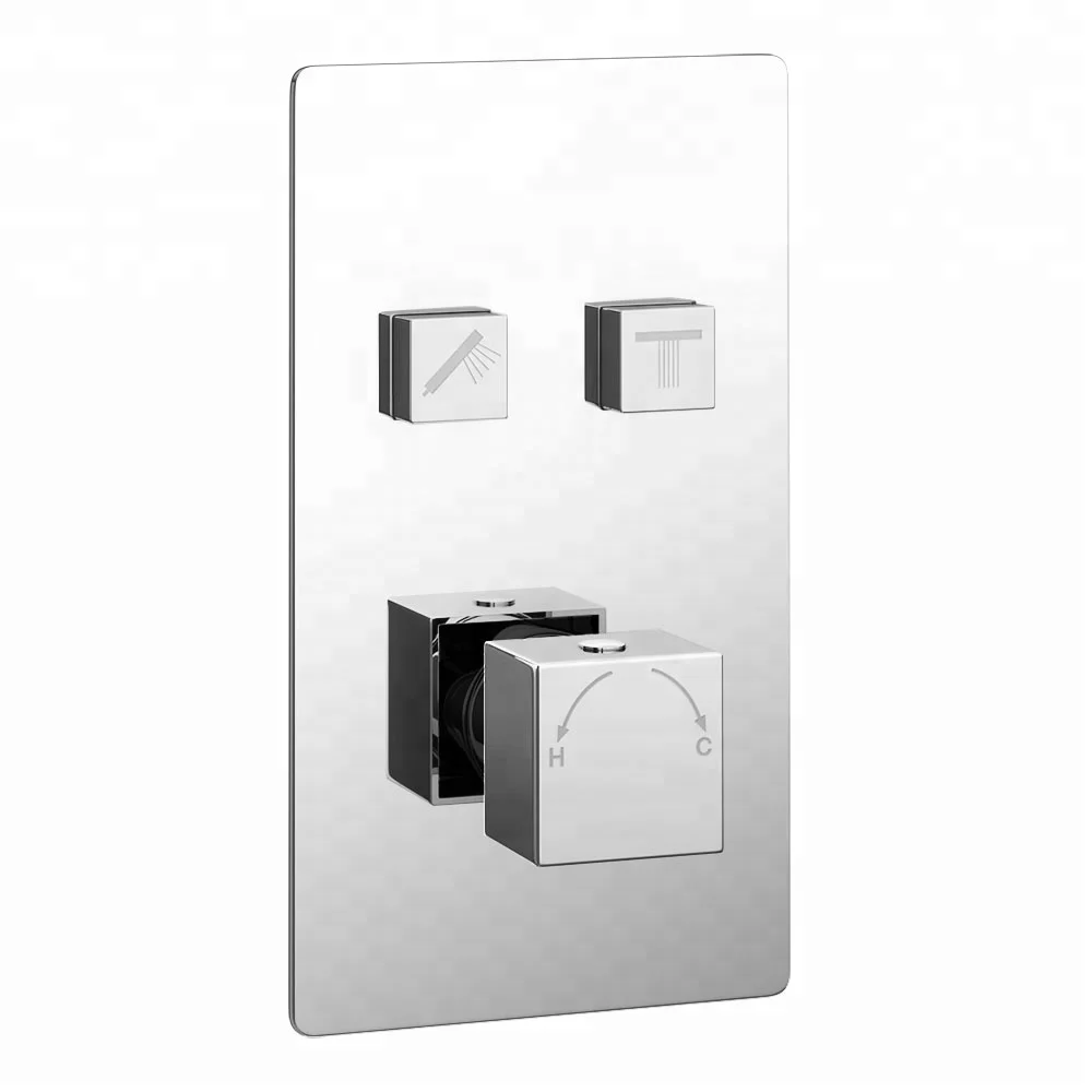 
Twin Modern Square Push-Button Shower Valve with 2 Outlets CVT013 