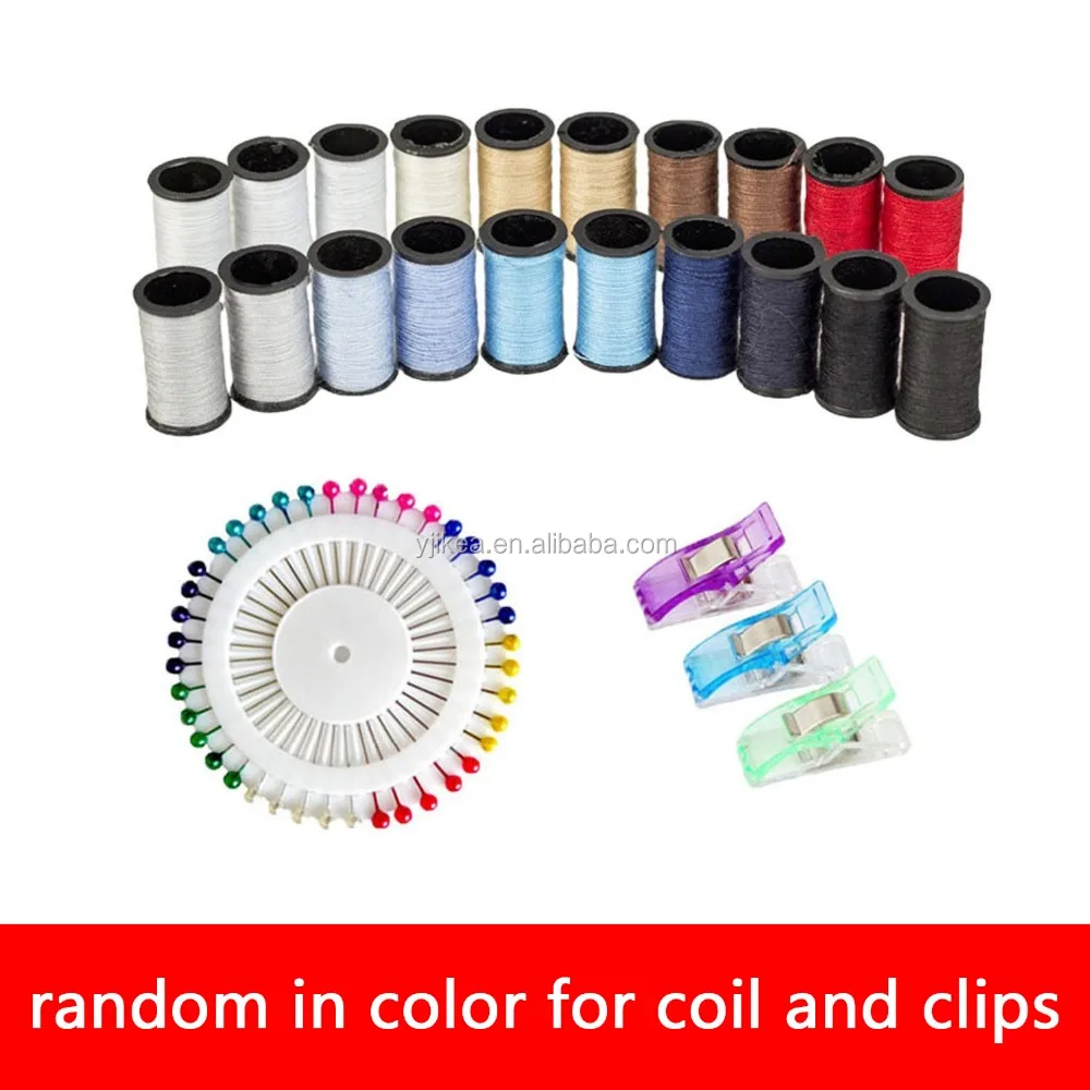 Professional 18pcs Thread Coils Black PU Leather Sewing Kit